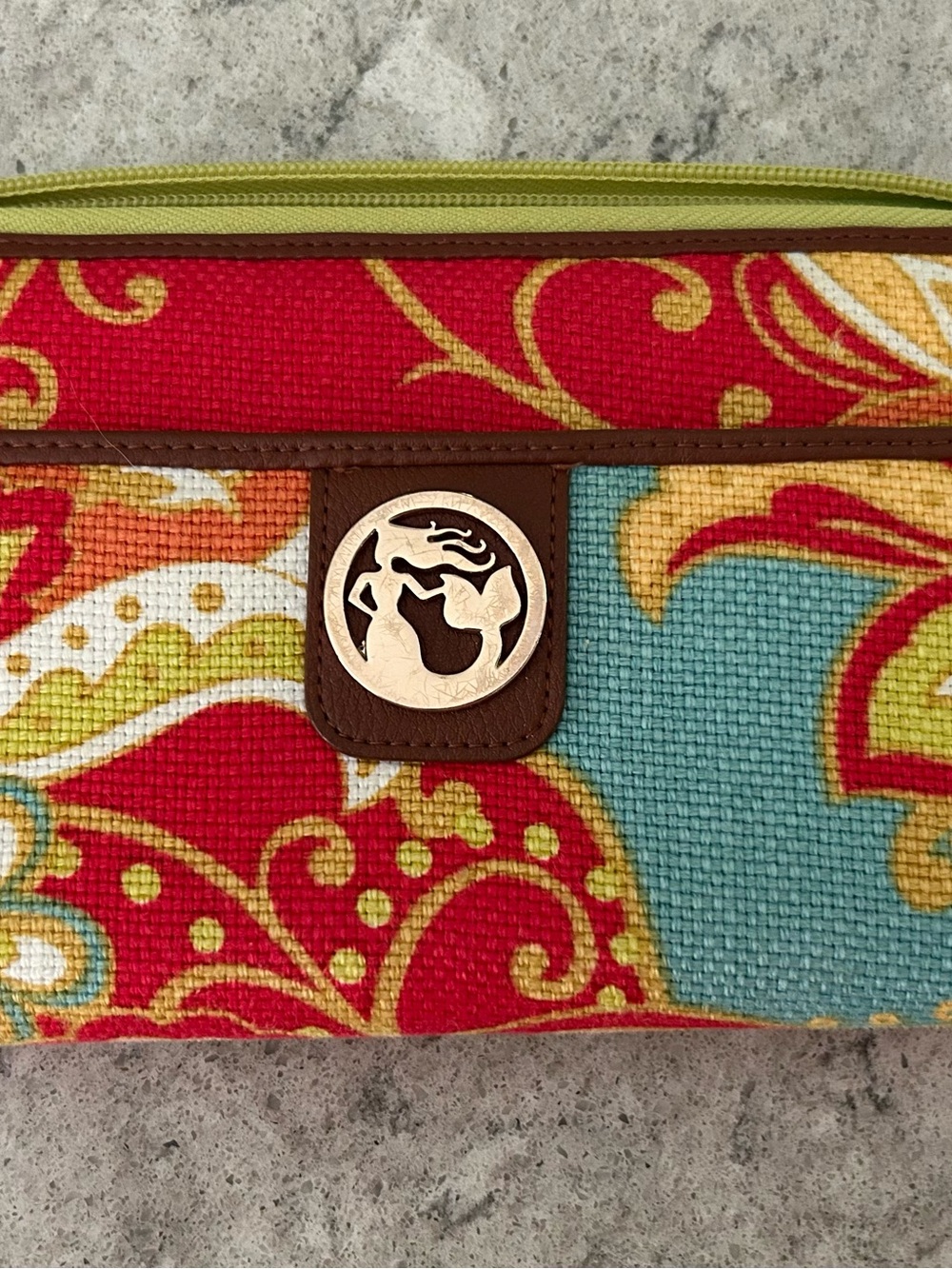 Spartina 449 Multicolor Floral Canvas Wallet with Gold Emblem